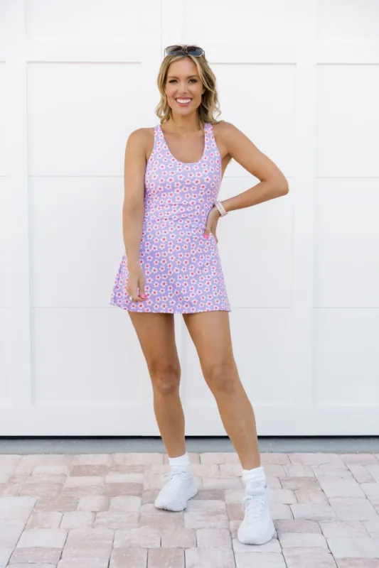 Kick It With Me In Flower Power Scoop Neck Active Dress Tori X Pink Lily sold by Pink Lily