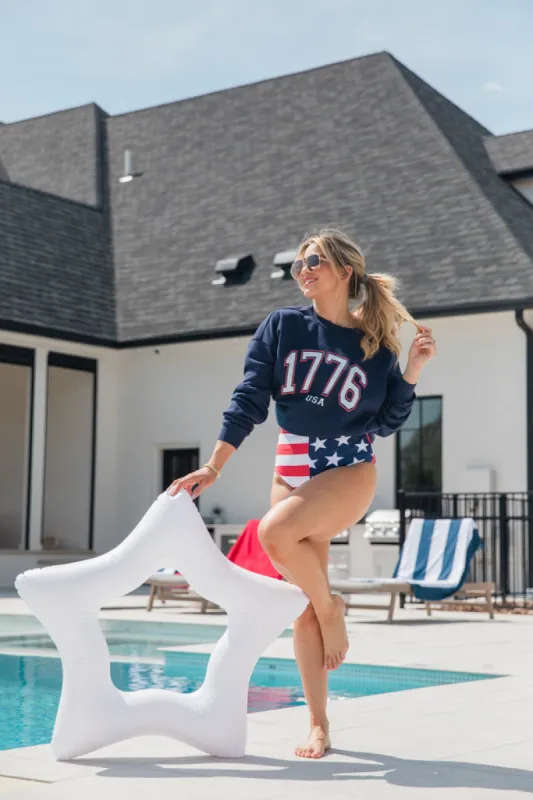 1776 Block USA Navy Oversized Graphic Sweatshirt sold by Pink Lily