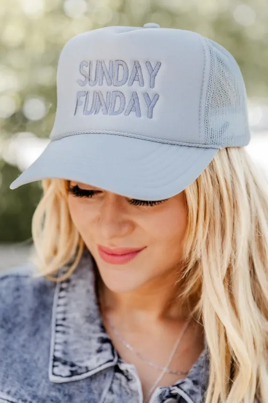 Sunday Funday Grey Trucker Hat FINAL SALE sold by Pink Lily
