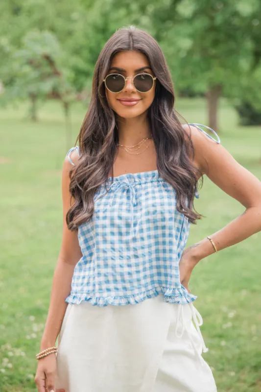 Feels Like Summer Blue Gingham Tank FINAL SALE sold by Pink Lily