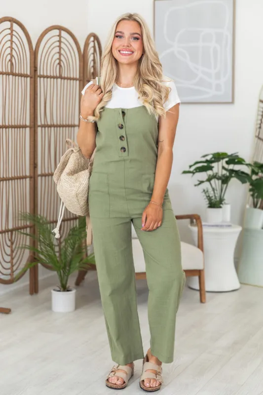 Get It Together Sage Woven Jumpsuit FINAL SALE sold by Pink Lily