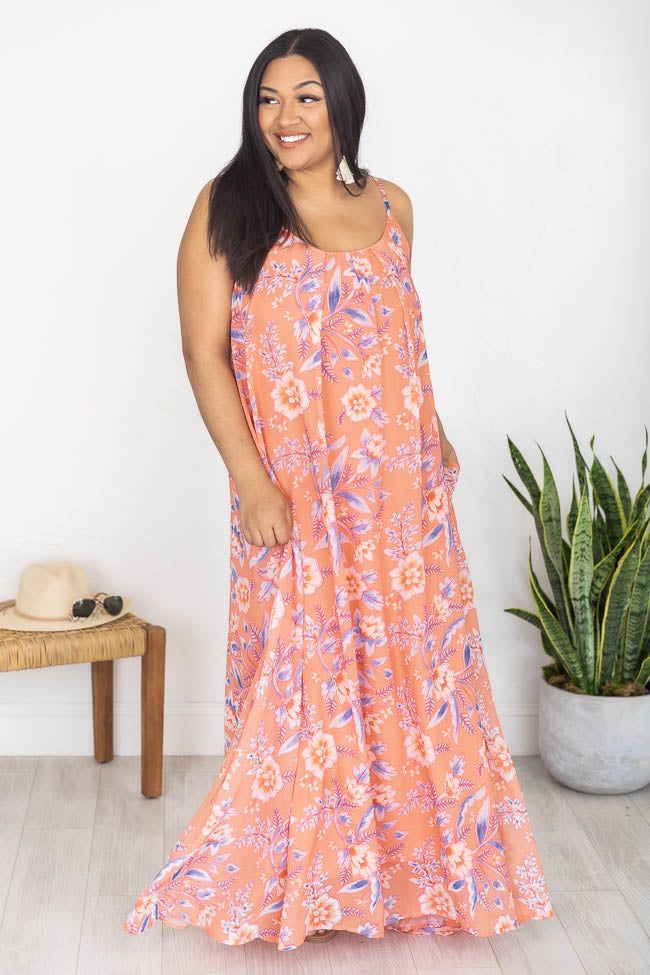 Oceans Of Love Coral Floral Cami Maxi Dress FINAL SALE sold by Pink Lily product image thumbnail 14