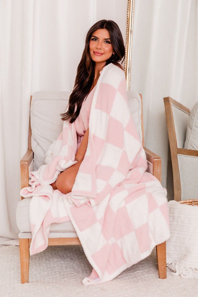 Make Me Believe Pink Checkered Blanket sold by Pink Lily