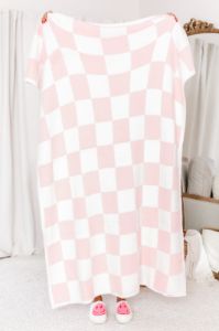 Make Me Believe Pink Checkered Blanket sold by Pink Lily