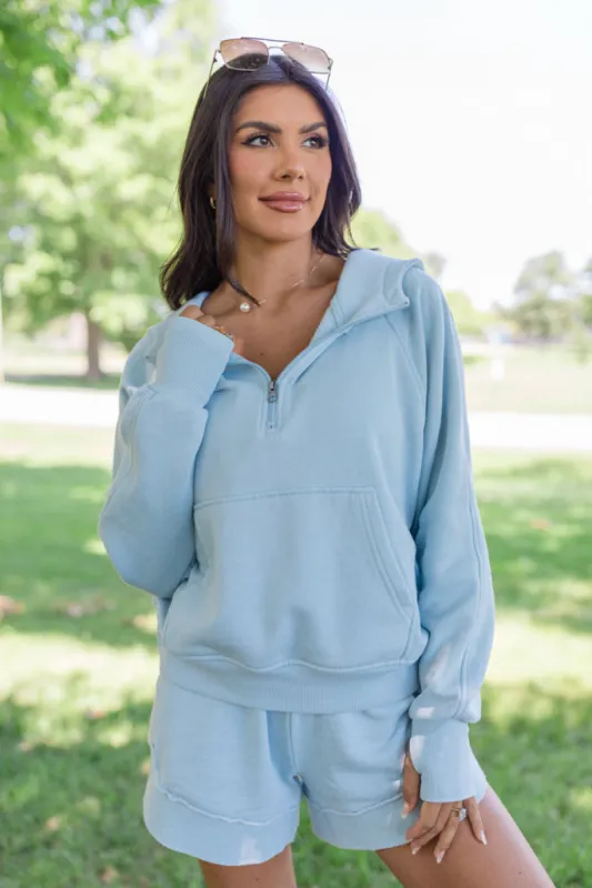 Learn As You Go Blue Acid Wash Quarter Zip FINAL SALE sold by Pink Lily