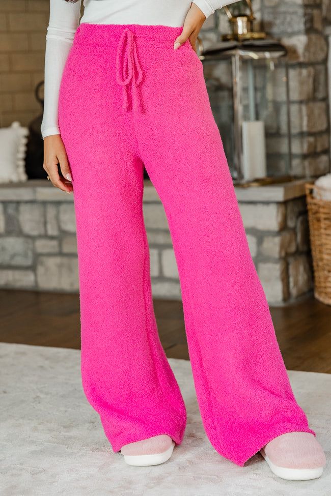 Movies And Chill Fuzzy Hot Pink Lounge Pants sold by Pink Lily