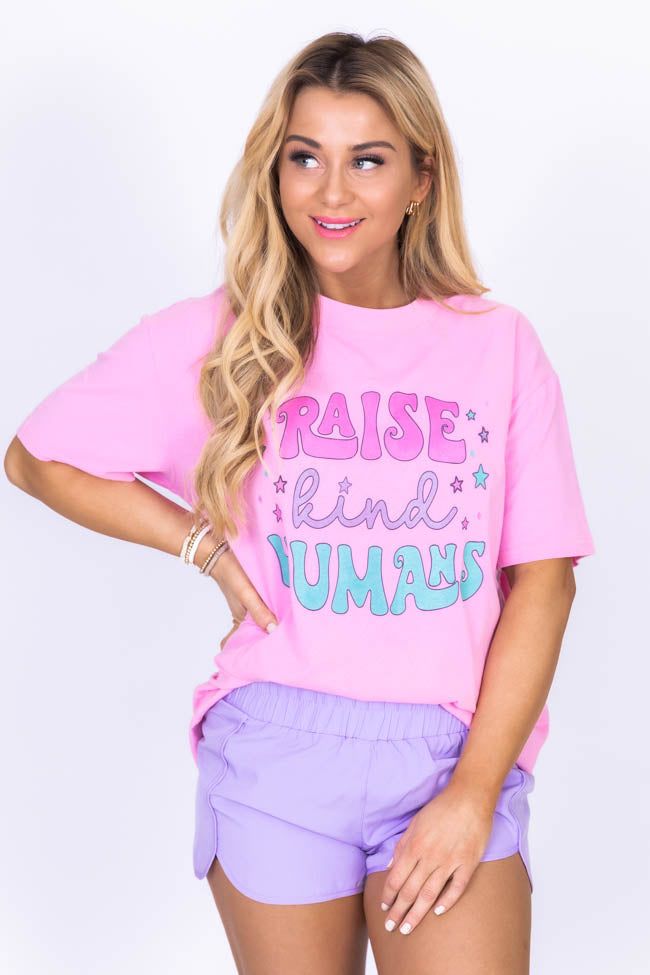 Raise Kind Humans Pink Oversized Graphic Tee sold by Pink Lily product image thumbnail 4