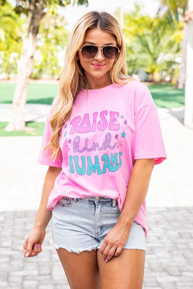 Raise Kind Humans Pink Oversized Graphic Tee sold by Pink Lily product image thumbnail 2