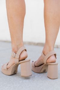 Celine Nude Suede Heel FINAL SALE sold by Pink Lily