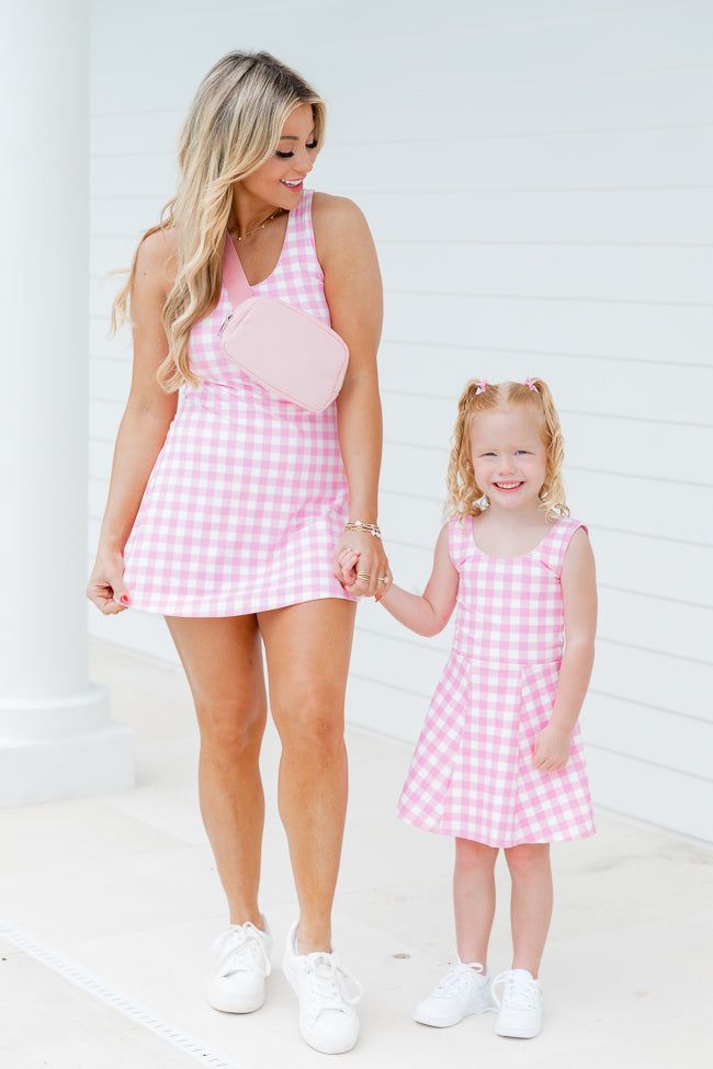 Kick It With Me Scoop Neck Active Dress In Girly Gingham sold by Pink Lily product image thumbnail 2