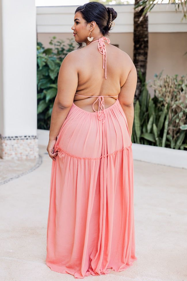 Daybreak Skyline Coral Halter Maxi Dress sold by Pink Lily product image thumbnail 11