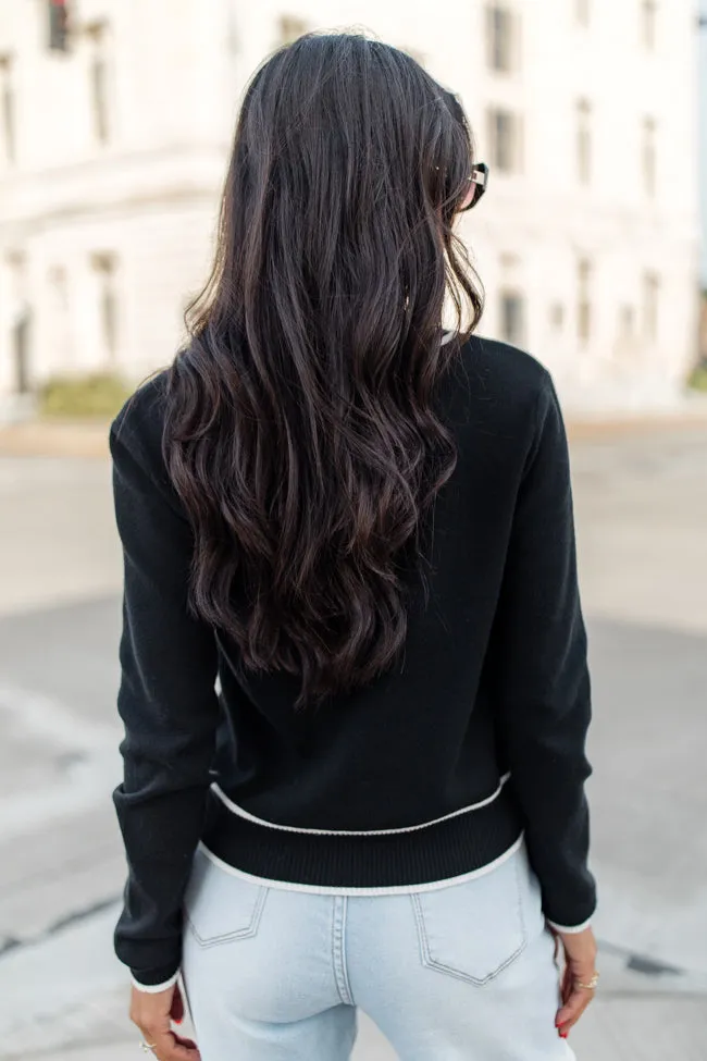 Gives Me Time Black and Ivory Contrast Trim Cardigan FINAL SALE sold by Pink Lily product image thumbnail 4