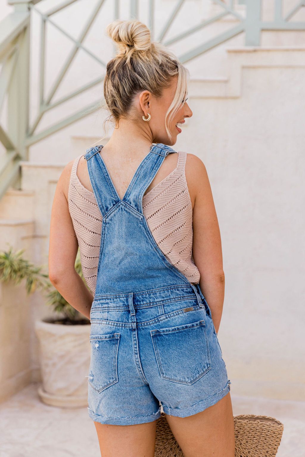 Summer Lovin' Distressed Denim Overall Shorts FINAL SALE sold by Pink Lily product image thumbnail 4