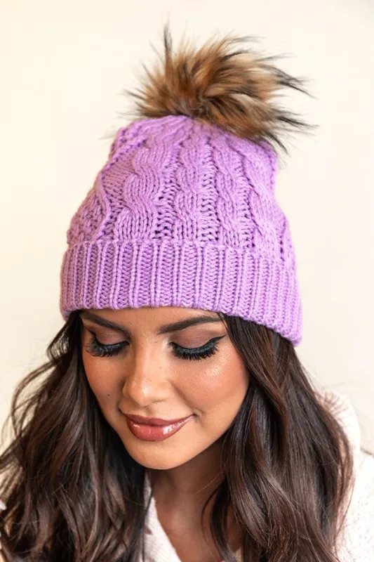 Give Me Chills Purple Pom Beanie FINAL SALE sold by Pink Lily