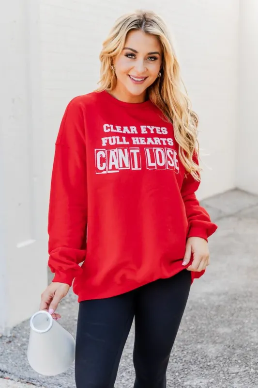 Clear Eyes Full Hearts Red Graphic Sweatshirt SALE sold by Pink Lily