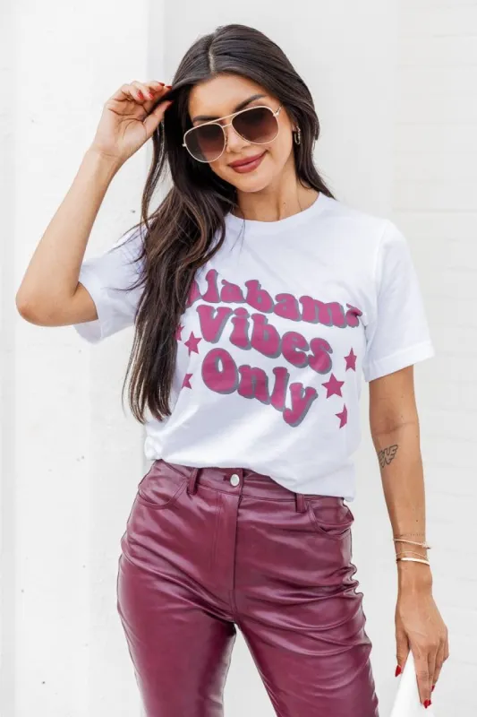 Alabama Vibes Only White Graphic Tee sold by Pink Lily