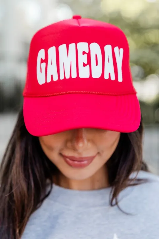Gameday Red Trucker Hat FINAL SALE sold by Pink Lily