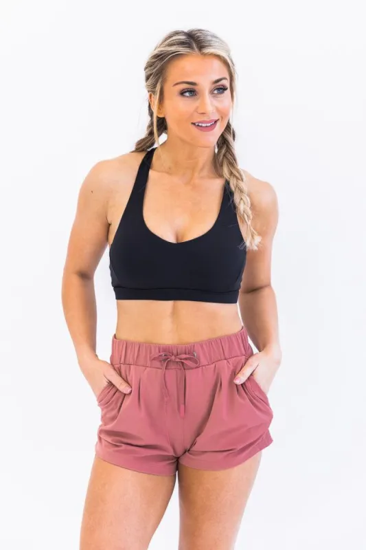 Run Out Of Time Black V-neck Sports Bra FINAL SALE sold by Pink Lily
