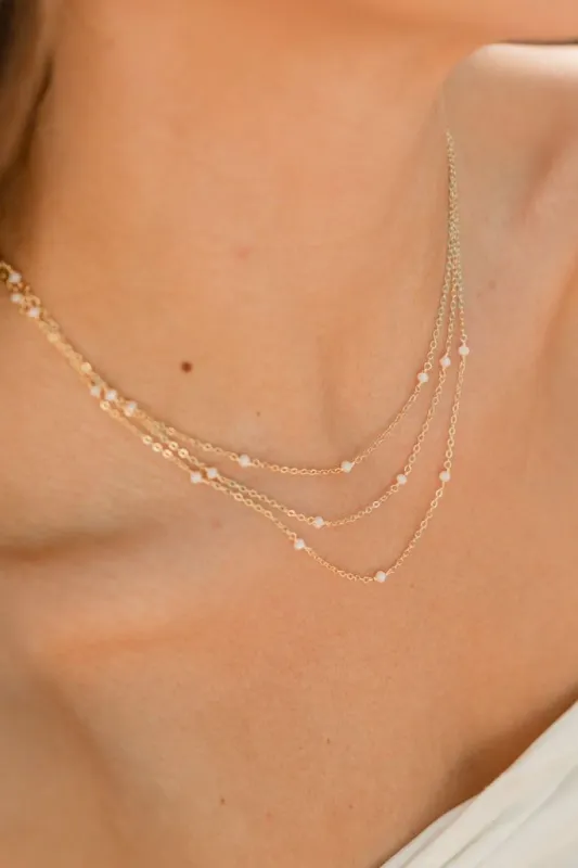 Ivory and Gold Layering Necklace SALE made by Pink Lily