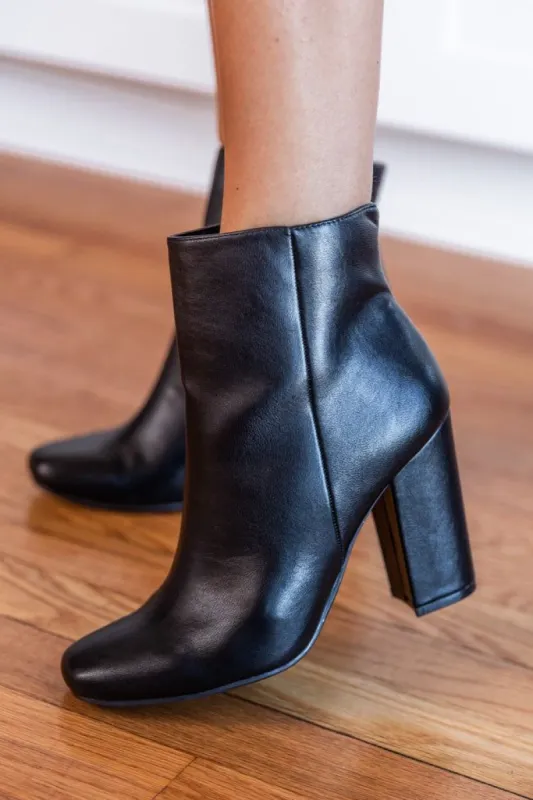 Sadie Black Round Toe Heel Booties FINAL SALE sold by Pink Lily