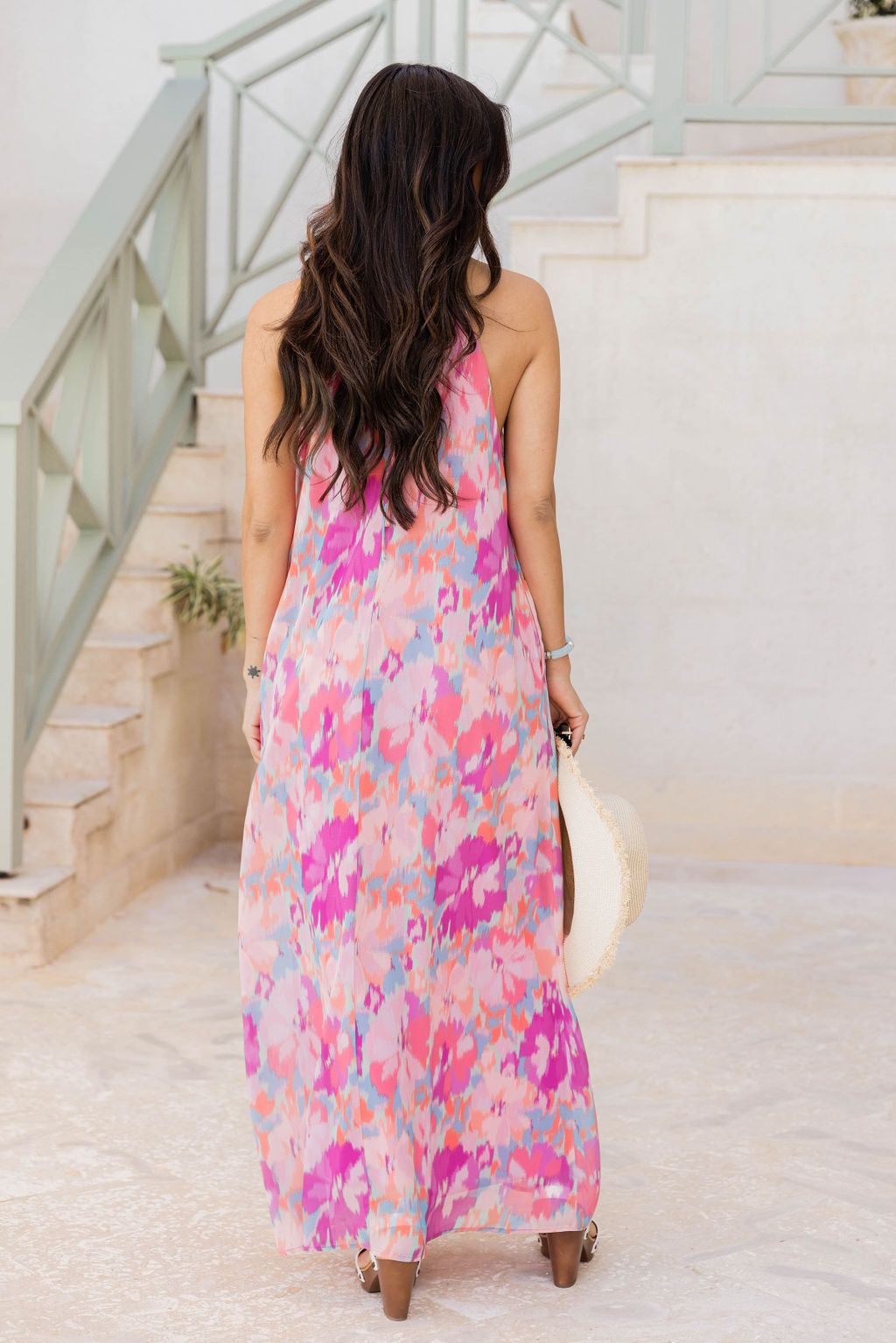 On Island Time Watercolor Floral Halter Maxi Dress FINAL SALE sold by Pink Lily product image thumbnail 5