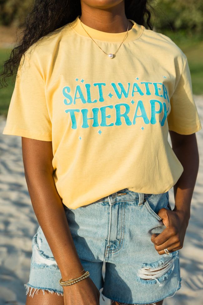 Salt Water Therapy Yellow Oversized Graphic Tee sold by Pink Lily product image thumbnail 3