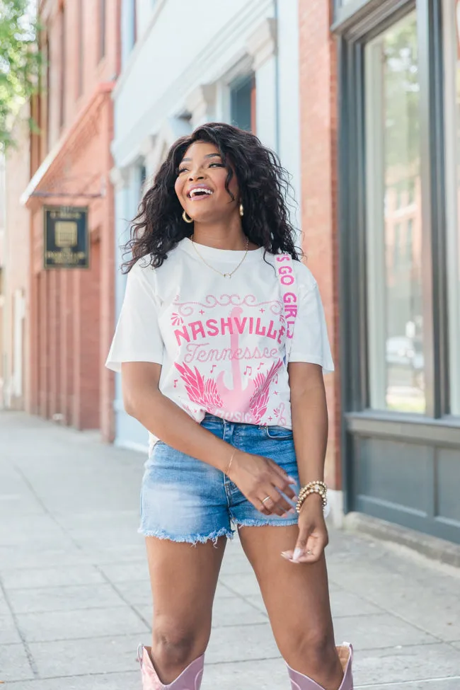 Nashville Music City White Graphic Tee sold by Pink Lily