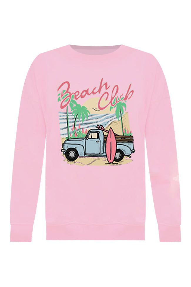Beach Club Light Pink Oversized Graphic Sweatshirt sold by Pink Lily product image thumbnail 3