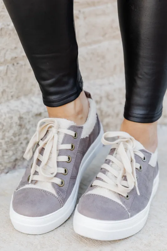 Karla Grey Sherpa Sneakers FINAL SALE sold by Pink Lily