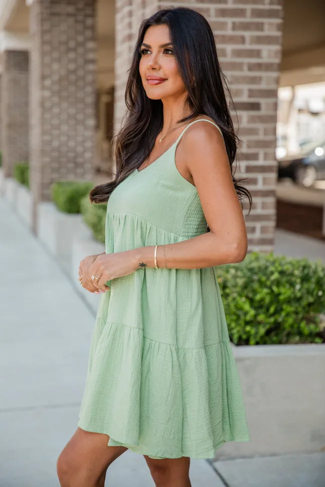 Lead The Way Green Tiered Woven Mini Dress sold by Pink Lily product image thumbnail 3