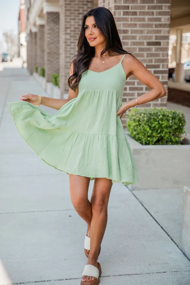 Lead The Way Green Tiered Woven Mini Dress sold by Pink Lily product image thumbnail 2