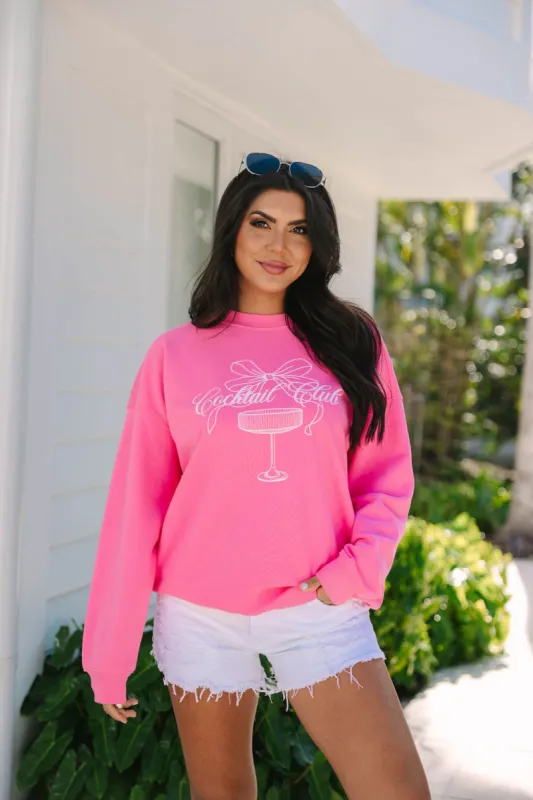 Cocktail Club Pink Oversized Graphic Sweatshirt sold by Pink Lily