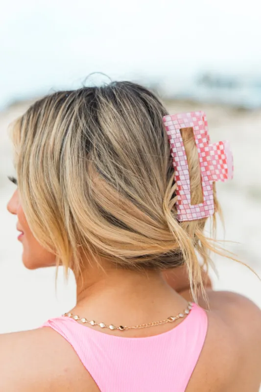 Pink Checkered Hair Clip sold by Pink Lily