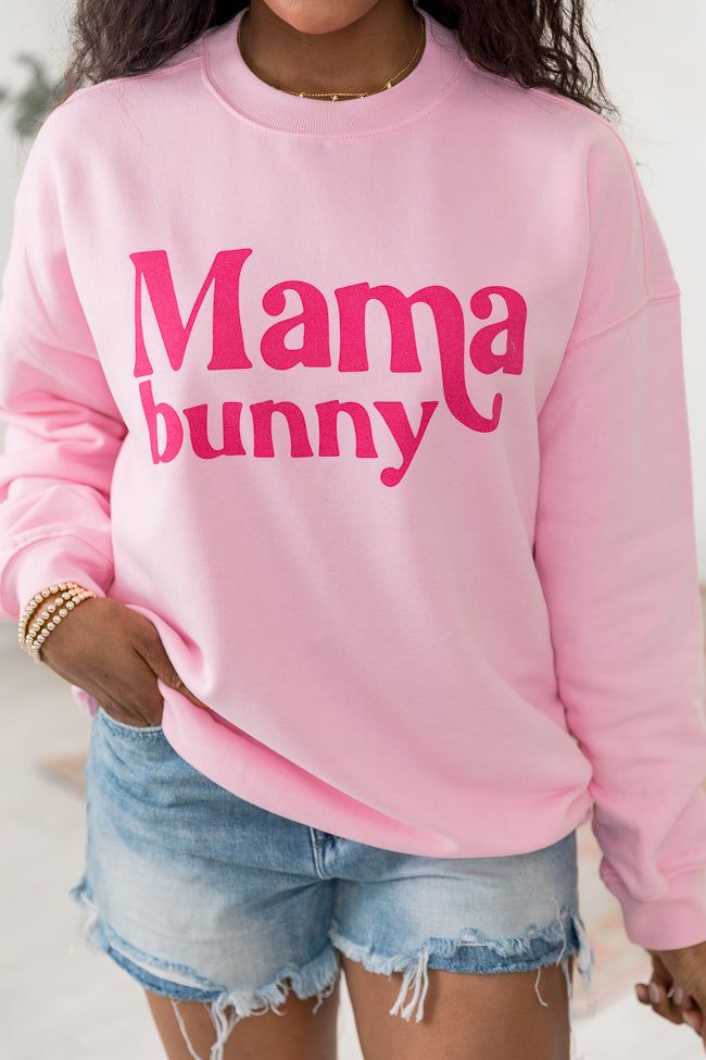 Mama Bunny Light Pink Oversized Graphic Sweatshirt sold by Pink Lily product image thumbnail 3