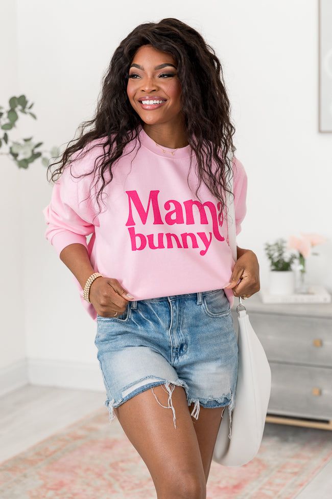 Mama Bunny Light Pink Oversized Graphic Sweatshirt sold by Pink Lily product image thumbnail 4