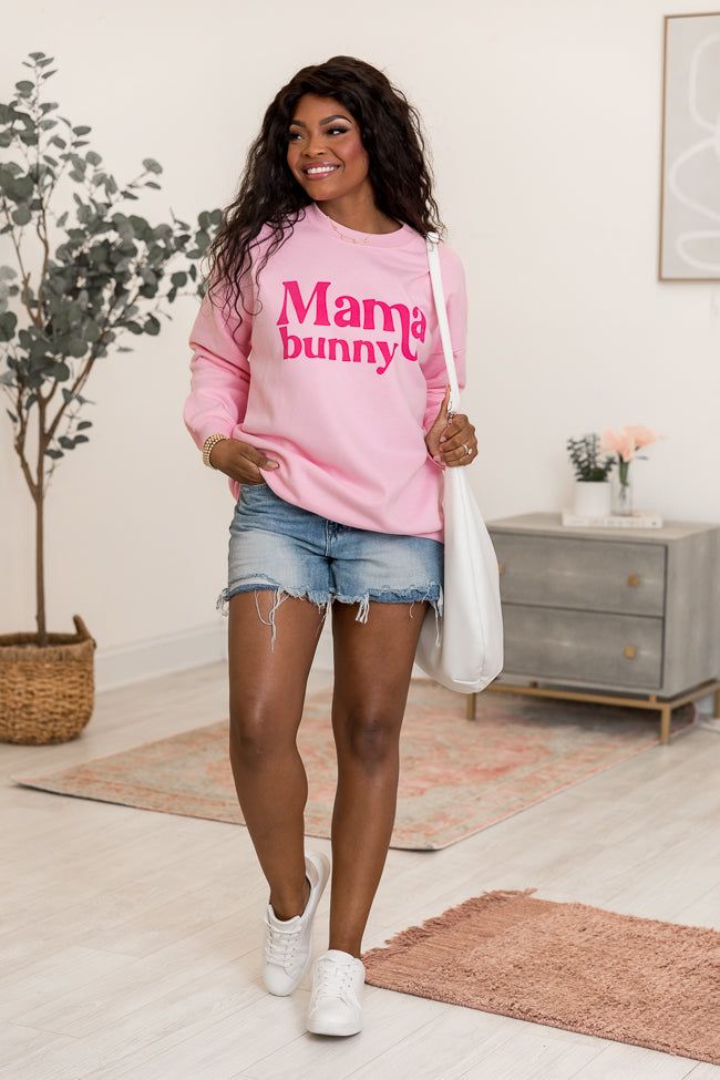 Mama Bunny Light Pink Oversized Graphic Sweatshirt sold by Pink Lily product image thumbnail 2