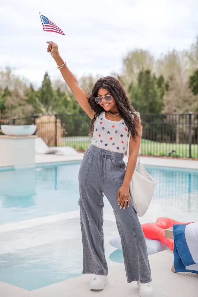 Here We Go Again Navy Acid Wash Gauze Cargo Pants FINAL SALE sold by Pink Lily product image thumbnail 2