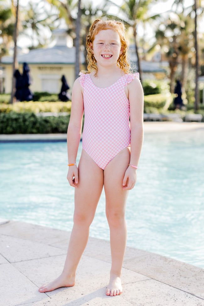 Seaside Girls Pink Checkered One Piece Swimsuit sold by Pink Lily product image thumbnail 3
