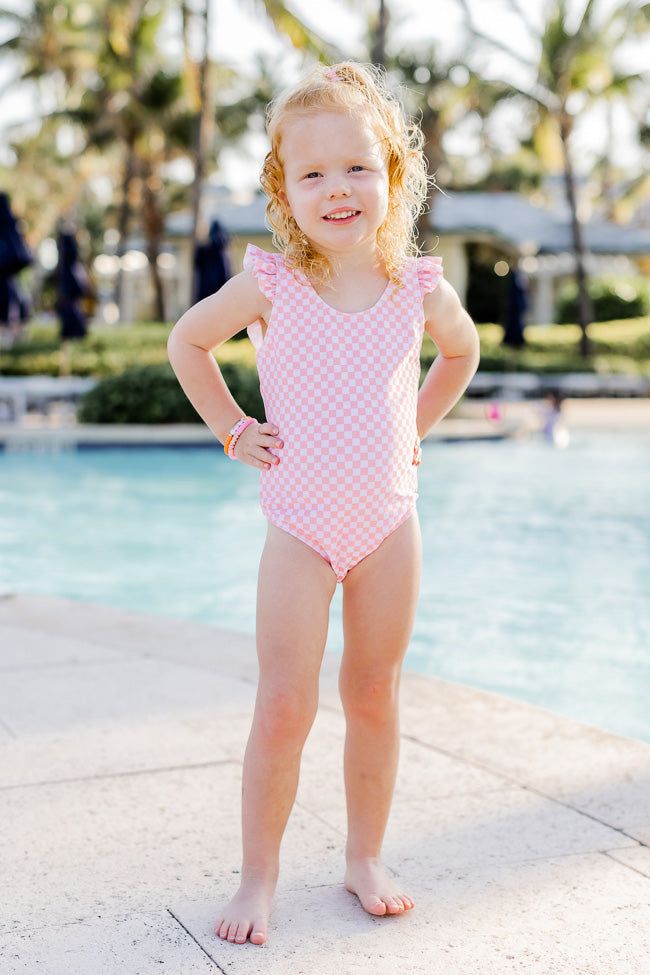 Seaside Girls Pink Checkered One Piece Swimsuit sold by Pink Lily product image thumbnail 2