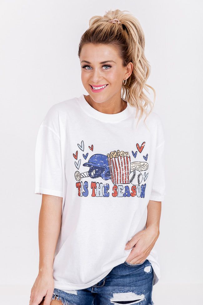 Tis the Season Baseball White Oversized Graphic Tee sold by Pink Lily product image thumbnail 3