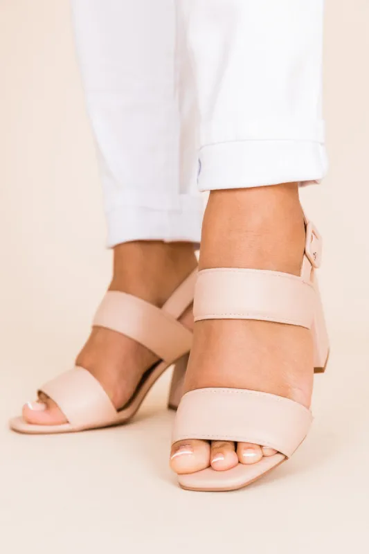 Kirsten Nude Double Strap Block Heels FINAL SALE made by Pink Lily