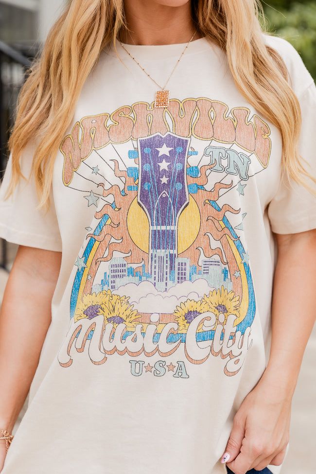 Nashville TN Music City Ivory Graphic Tee sold by Pink Lily product image thumbnail 3