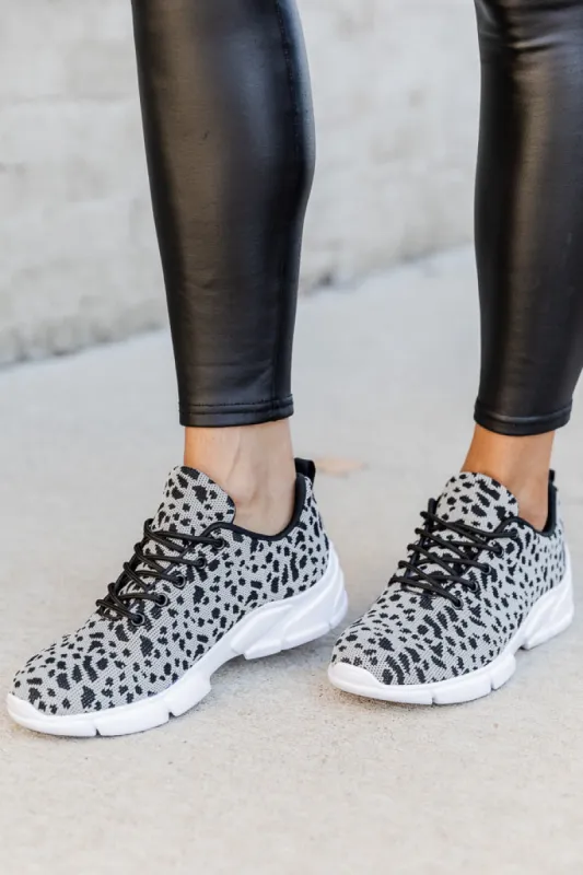Mikala Black And Grey Leopard Print Sneakers FINAL SALE made by Pink Lily