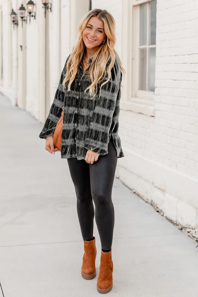 My Favorite Song Olive Velvet Button Front Shirt FINAL SALE sold by Pink Lily product image thumbnail 2