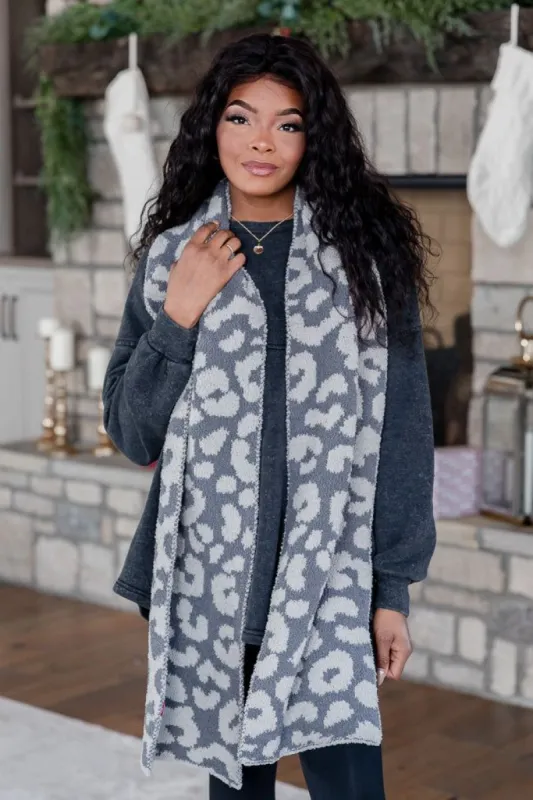 Wrapped Around Your Finger Grey Leopard Print Scarf sold by Pink Lily