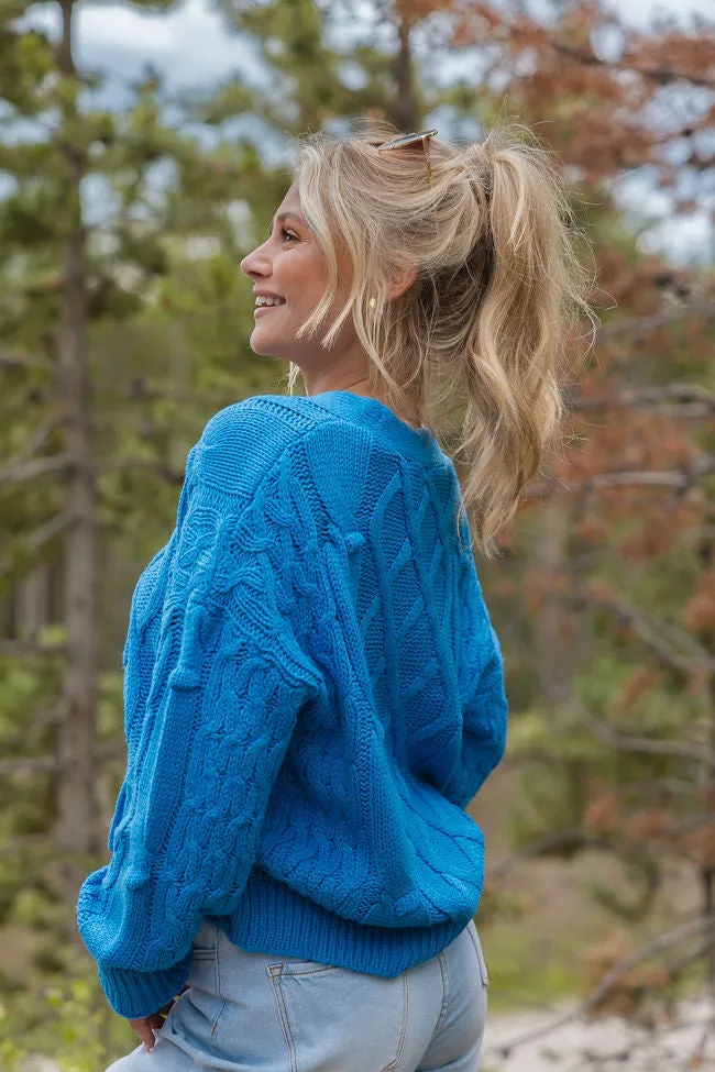 Moments That Matter Blue Cable Knit Cardigan sold by Pink Lily product image thumbnail 3