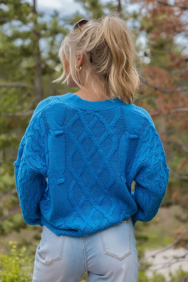 Moments That Matter Blue Cable Knit Cardigan sold by Pink Lily product image thumbnail 4