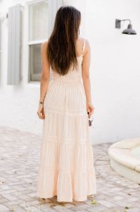 Break It Down Coral Striped Tiered Maxi Dress FINAL SALE sold by Pink Lily