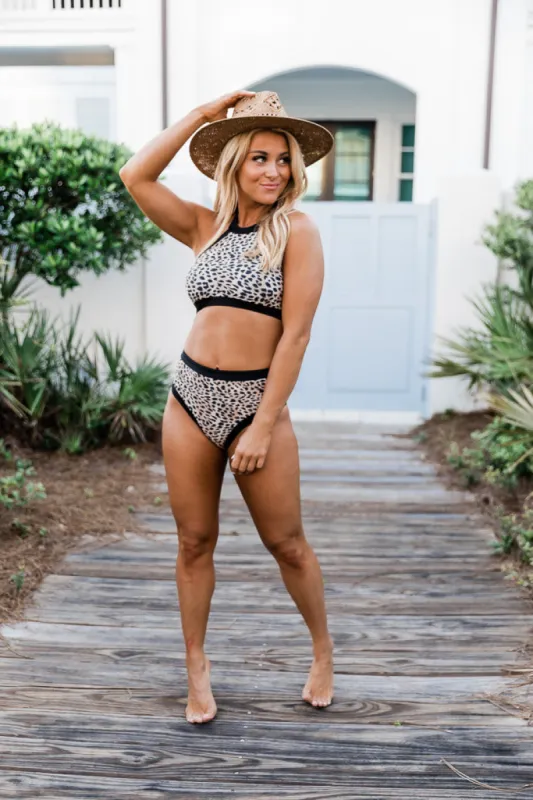 Catch The Ocean Leopard Print Brown Bikini Bottom FINAL SALE sold by Pink Lily