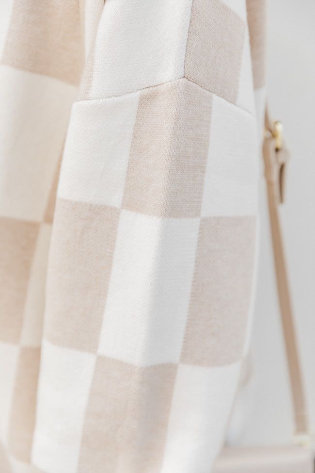 Trying Your Best Beige Checkered Cardigan sold by Pink Lily product image thumbnail 3